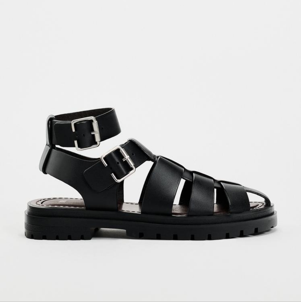Zara Lug Sole Leather Cage Sandals - Picture 3 of 11